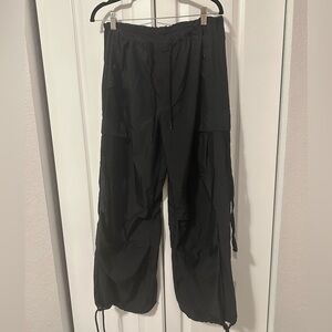 Drawstring cargo parachute pants